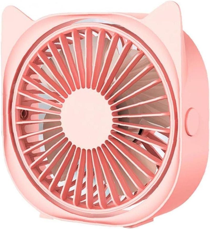 woobles USB Desk Fan Portable Cat Ear Mini Desk Fan 3 Speeds Adjustable 360°Rotation Fan for Home Office Outdoor Travel Pink Durable - Image 1